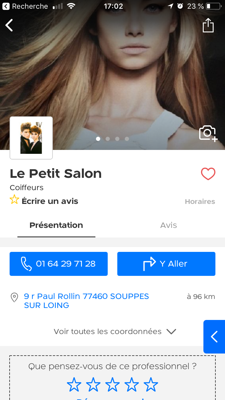 fiche détaillée pages jaunes coiffure