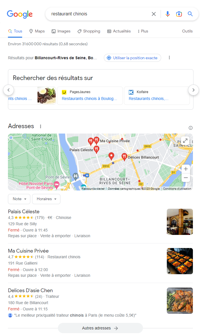 exemple de pack local google