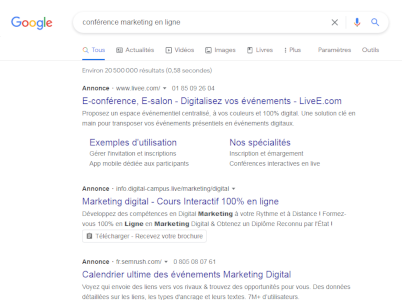 Annonces sponsorisées Google